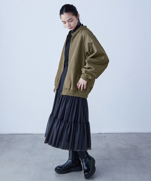 Fashion Letter（ファッションレター）の「ビッグシルエット MA-1ジャケット（MA-1・レディース・ブラック/オフホワイト/カーキ・M）」の19枚目の写真