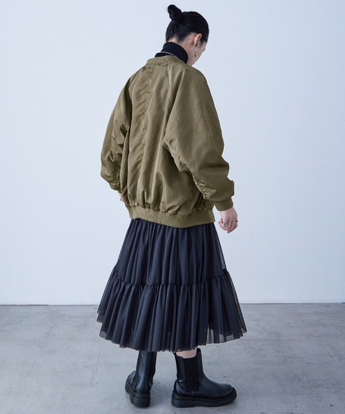 Fashion Letter（ファッションレター）の「ビッグシルエット MA-1ジャケット（MA-1・レディース・ブラック/オフホワイト/カーキ・M）」の21枚目の写真