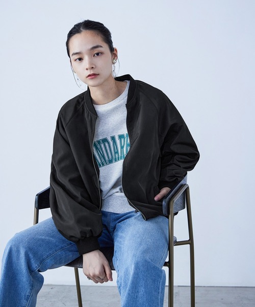 Fashion Letter（ファッションレター）の「ビッグシルエット MA-1ジャケット（MA-1・レディース・ブラック/オフホワイト/カーキ・M）」の22枚目の写真