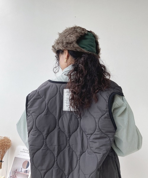 AS KNOW AS plus（アズノゥアズプラス）の「☆アソート ファーフライトキャップ（キャップ・レディース・ブラック/ネイビー/カーキ/ブラック系/ブラウン/ベージュ系/アイボリー系/ブラウン系/グレー系・FREE）」の10枚目の写真