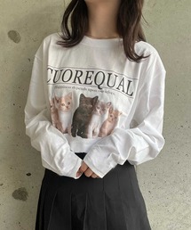 子猫プリントロンT ロングTシャツ