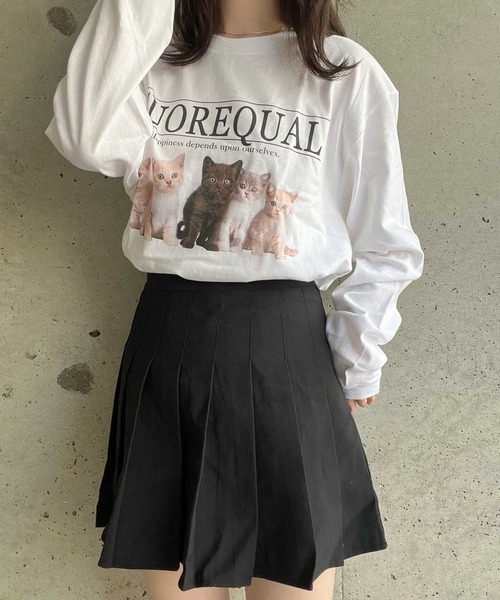 cuorequal（クオレコール）の「子猫プリントロンT ロングTシャツ（Tシャツ/カットソー・レディース・ホワイト/アイボリー・LARGE/MEDIUM/X-LARGE）」の6枚目の写真