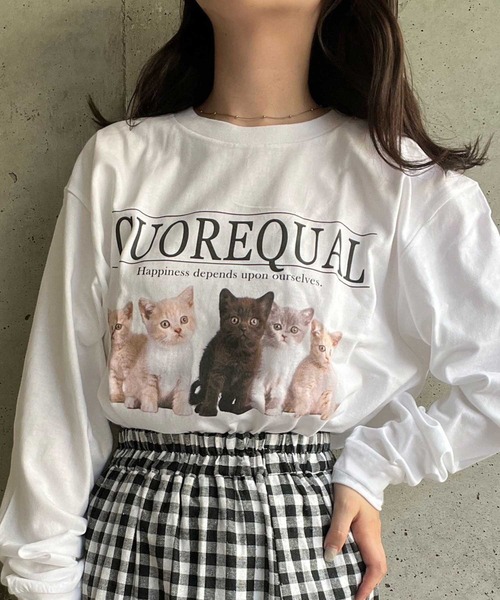 cuorequal（クオレコール）の「子猫プリントロンT ロングTシャツ（Tシャツ/カットソー・レディース・ホワイト/アイボリー・LARGE/MEDIUM/X-LARGE）」の7枚目の写真