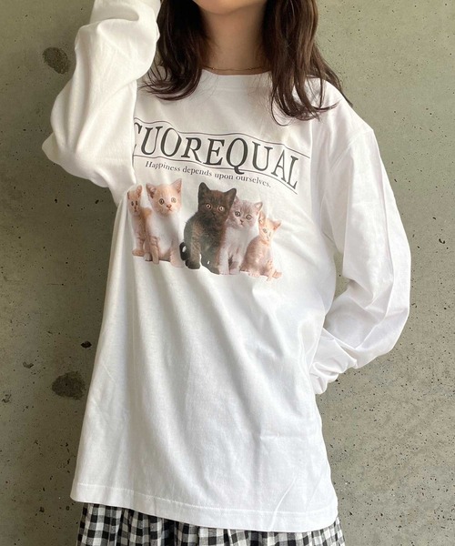 cuorequal（クオレコール）の「子猫プリントロンT ロングTシャツ（Tシャツ/カットソー・レディース・ホワイト/アイボリー・LARGE/MEDIUM/X-LARGE）」の9枚目の写真