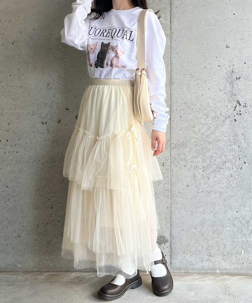 cuorequal（クオレコール）の「子猫プリントロンT ロングTシャツ（Tシャツ/カットソー・レディース・ホワイト/アイボリー・LARGE/MEDIUM/X-LARGE）」の10枚目の写真