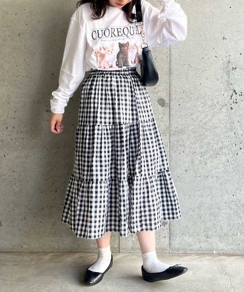 cuorequal（クオレコール）の「子猫プリントロンT ロングTシャツ（Tシャツ/カットソー・レディース・ホワイト/アイボリー・LARGE/MEDIUM/X-LARGE）」の11枚目の写真