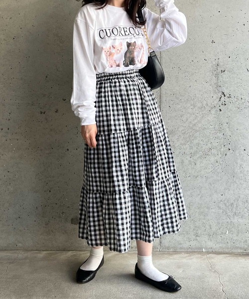 cuorequal（クオレコール）の「子猫プリントロンT ロングTシャツ（Tシャツ/カットソー・レディース・ホワイト/アイボリー・LARGE/MEDIUM/X-LARGE）」の12枚目の写真