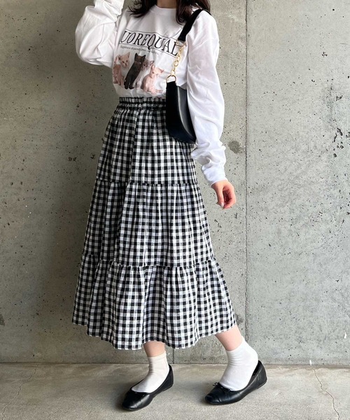 cuorequal（クオレコール）の「子猫プリントロンT ロングTシャツ（Tシャツ/カットソー・レディース・ホワイト/アイボリー・LARGE/MEDIUM/X-LARGE）」の13枚目の写真