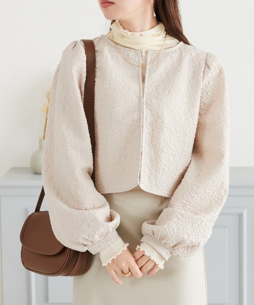 acro（アクロ）の「ポコポコライトJK/AC3425（シャツ/ブラウス・レディース・ブラック/ベージュ・ﾌﾘ-）」の2枚目の写真