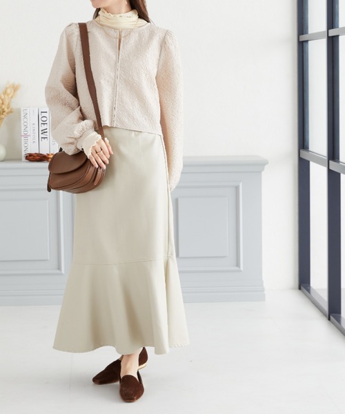 acro（アクロ）の「ポコポコライトJK/AC3425（シャツ/ブラウス・レディース・ブラック/ベージュ・ﾌﾘ-）」の4枚目の写真