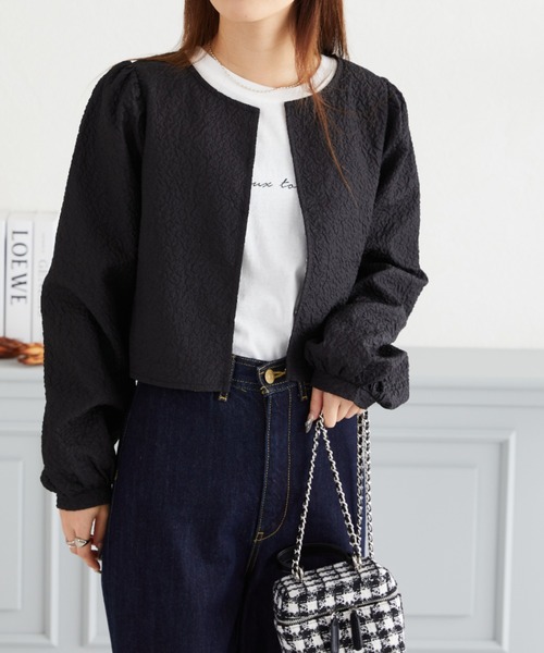 acro（アクロ）の「ポコポコライトJK/AC3425（シャツ/ブラウス・レディース・ブラック/ベージュ・ﾌﾘ-）」の7枚目の写真