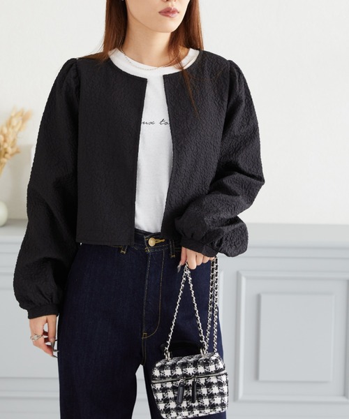 acro（アクロ）の「ポコポコライトJK/AC3425（シャツ/ブラウス・レディース・ブラック/ベージュ・ﾌﾘ-）」の8枚目の写真