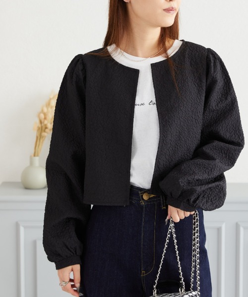 acro（アクロ）の「ポコポコライトJK/AC3425（シャツ/ブラウス・レディース・ブラック/ベージュ・ﾌﾘ-）」の9枚目の写真