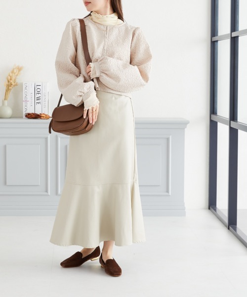 acro（アクロ）の「ポコポコライトJK/AC3425（シャツ/ブラウス・レディース・ブラック/ベージュ・ﾌﾘ-）」の5枚目の写真