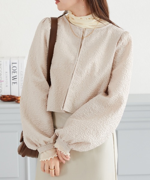 acro（アクロ）の「ポコポコライトJK/AC3425（シャツ/ブラウス・レディース・ブラック/ベージュ・ﾌﾘ-）」の3枚目の写真