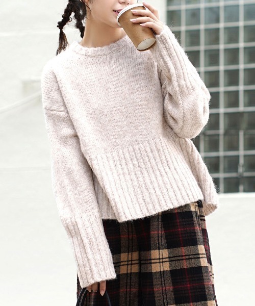 zootie(ズーティー)の「モヘアタッチ ワイドリブニット(ニット/セーター・レディース・ライトブルー/ブラック/ベージュ/ライトベージュ・フリー)」の4枚目の写真
