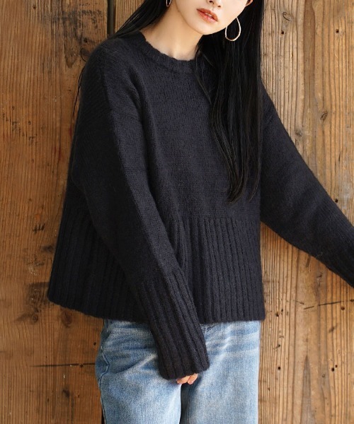 zootie(ズーティー)の「モヘアタッチ ワイドリブニット(ニット/セーター・レディース・ライトブルー/ブラック/ベージュ/ライトベージュ・フリー)」の2枚目の写真
