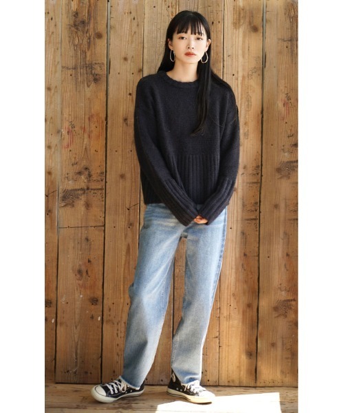 zootie(ズーティー)の「モヘアタッチ ワイドリブニット(ニット/セーター・レディース・ライトブルー/ブラック/ベージュ/ライトベージュ・フリー)」の22枚目の写真