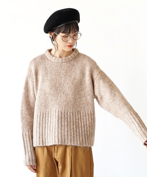 zootie(ズーティー)の「モヘアタッチ ワイドリブニット(ニット/セーター・レディース・ライトブルー/ブラック/ベージュ/ライトベージュ・フリー)」の9枚目の写真