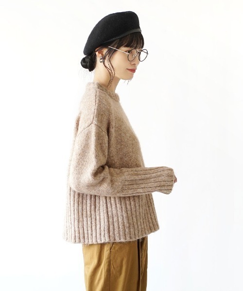 zootie(ズーティー)の「モヘアタッチ ワイドリブニット(ニット/セーター・レディース・ライトブルー/ブラック/ベージュ/ライトベージュ・フリー)」の10枚目の写真