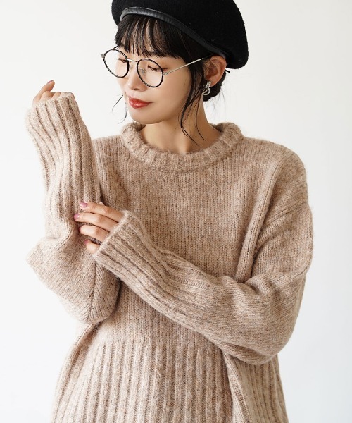 zootie(ズーティー)の「モヘアタッチ ワイドリブニット(ニット/セーター・レディース・ライトブルー/ブラック/ベージュ/ライトベージュ・フリー)」の12枚目の写真