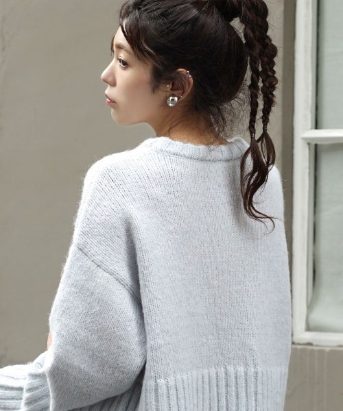 zootie(ズーティー)の「モヘアタッチ ワイドリブニット(ニット/セーター・レディース・ライトブルー/ブラック/ベージュ/ライトベージュ・フリー)」の7枚目の写真