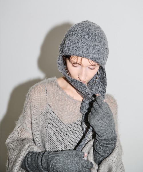 AIC.（エーアイシー）の「畦編みフライトニットキャップ（ニットキャップ/ビーニー・レディース・グレー/ブラック・FREE）」の3枚目の写真