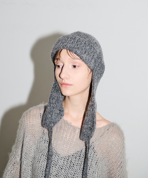AIC.（エーアイシー）の「畦編みフライトニットキャップ（ニットキャップ/ビーニー・レディース・グレー/ブラック・FREE）」の5枚目の写真