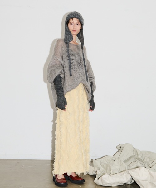 AIC.（エーアイシー）の「畦編みフライトニットキャップ（ニットキャップ/ビーニー・レディース・グレー/ブラック・FREE）」の11枚目の写真