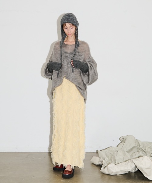 AIC.（エーアイシー）の「畦編みフライトニットキャップ（ニットキャップ/ビーニー・レディース・グレー/ブラック・FREE）」の12枚目の写真