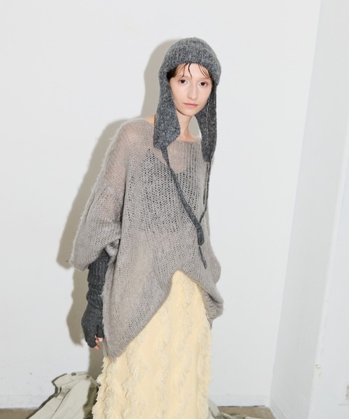 AIC.（エーアイシー）の「畦編みフライトニットキャップ（ニットキャップ/ビーニー・レディース・グレー/ブラック・FREE）」の13枚目の写真