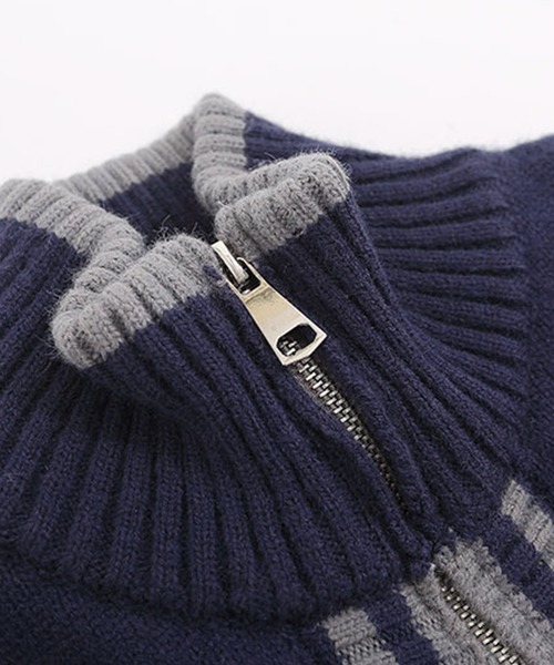 HOOK(フック)の「【HOOK】for girls レーシング風切り替えブルゾンニット ショット丈(ニット/セーター・レディース・ネイビー/レッド・S/M/L)」の5枚目の写真
