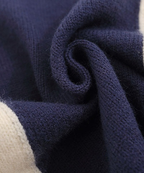HOOK(フック)の「【HOOK】for girls レーシング風切り替えブルゾンニット ショット丈(ニット/セーター・レディース・ネイビー/レッド・S/M/L)」の8枚目の写真