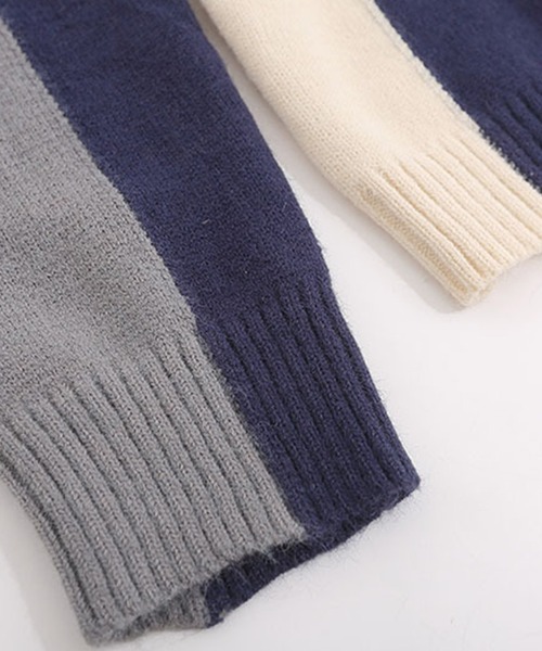 HOOK(フック)の「【HOOK】for girls レーシング風切り替えブルゾンニット ショット丈(ニット/セーター・レディース・ネイビー/レッド・S/M/L)」の9枚目の写真