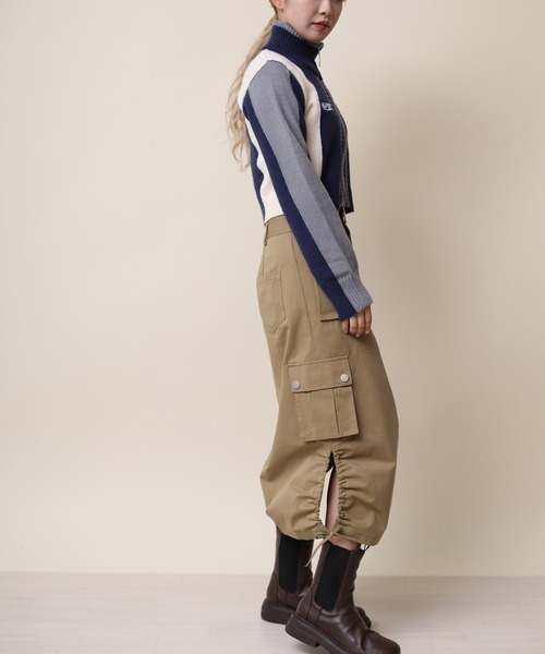 HOOK(フック)の「【HOOK】for girls レーシング風切り替えブルゾンニット ショット丈(ニット/セーター・レディース・ネイビー/レッド・S/M/L)」の14枚目の写真