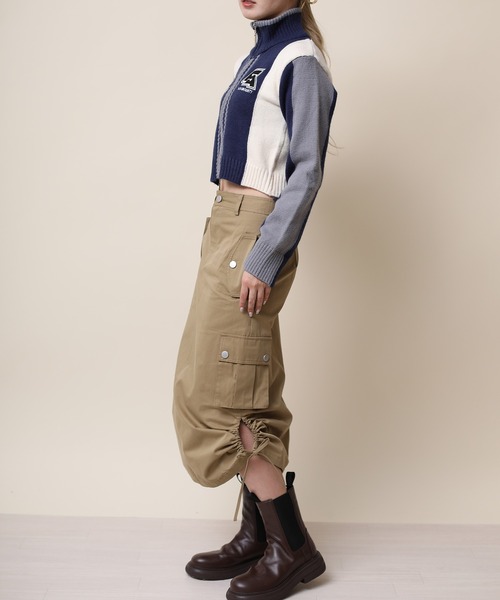 HOOK(フック)の「【HOOK】for girls レーシング風切り替えブルゾンニット ショット丈(ニット/セーター・レディース・ネイビー/レッド・S/M/L)」の16枚目の写真