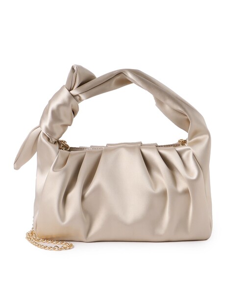 UNTITLED（アンタイトル）の「◆タックハンドバッグ【学校行事・卒入学式・結婚式・七五三・ゲストドレス・パーティードレス】（ハンドバッグ・レディース・ライトベージュ/ブラック/シルバー・99）」の3枚目の写真