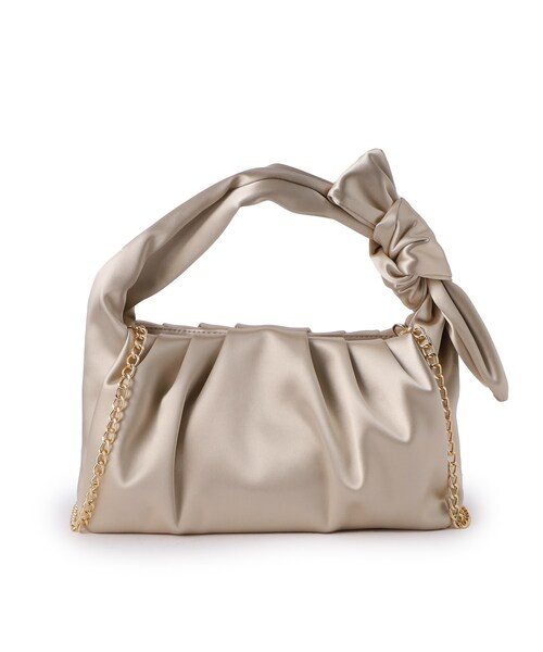 UNTITLED（アンタイトル）の「◆タックハンドバッグ【学校行事・卒入学式・結婚式・七五三・ゲストドレス・パーティードレス】（ハンドバッグ・レディース・ライトベージュ/ブラック/シルバー・99）」の7枚目の写真