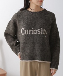 ロゴショート丈配色ニットプルオーバー