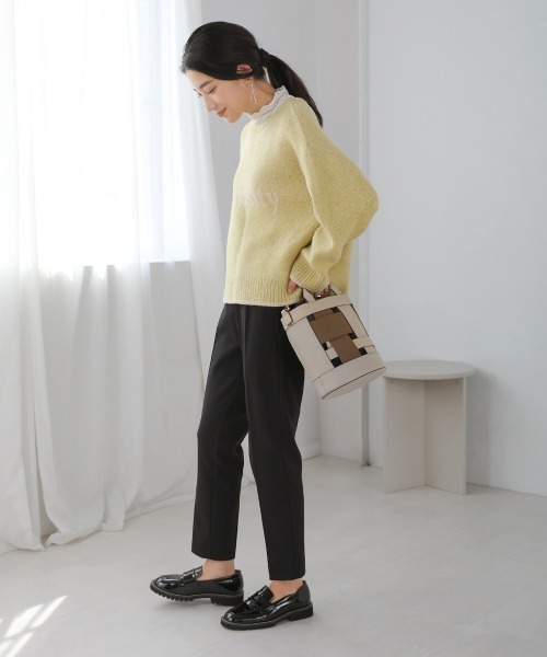 Bou Jeloud（ブージュルード）の「ロゴショート丈配色ニットプルオーバー（ニット/セーター・レディース・ブラウン/ベージュ/イエロー・FREE）」の7枚目の写真