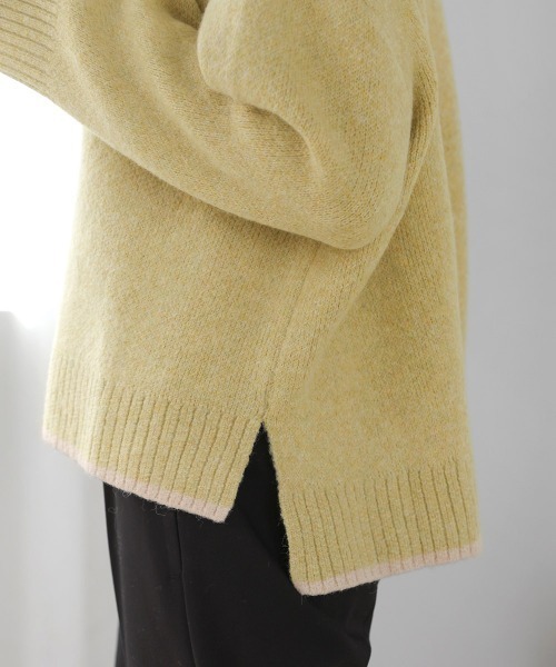 Bou Jeloud（ブージュルード）の「ロゴショート丈配色ニットプルオーバー（ニット/セーター・レディース・ブラウン/ベージュ/イエロー・FREE）」の8枚目の写真