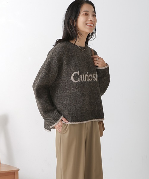 Bou Jeloud（ブージュルード）の「ロゴショート丈配色ニットプルオーバー（ニット/セーター・レディース・ブラウン/ベージュ/イエロー・FREE）」の21枚目の写真