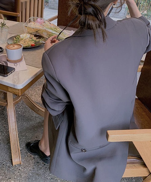 gossip!ロサンゼルス(ゴシップロサンゼルス)の「バックスリットデザインオーバーサイズ日常シンプルオフィスカジュアルテーラードジャケット【春秋の韓国ファッション定番」(テーラードジャケット・レディース・ブラック/グレー・M/L/S/XL)」の13枚目の写真