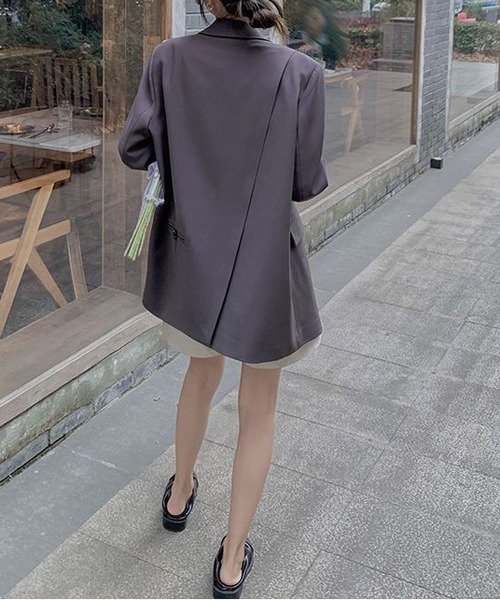 セール】バックスリットデザインオーバーサイズダブルジャケット