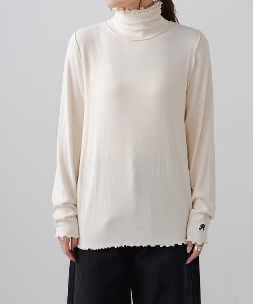 PUAL CE CIN(ピュアルセシン)の「もちもちハイネックメロウプルオーバー(Tシャツ/カットソー・レディース・アイボリー/スミクロ・FREE)」の14枚目の写真