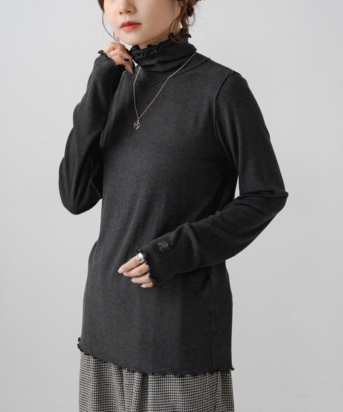 PUAL CE CIN(ピュアルセシン)の「もちもちハイネックメロウプルオーバー(Tシャツ/カットソー・レディース・アイボリー/スミクロ・FREE)」の9枚目の写真
