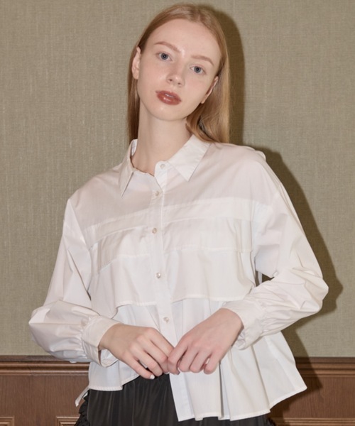 asymmetry frill shirt/アシンメトリーフリルシャツ（シャツ/ブラウス 