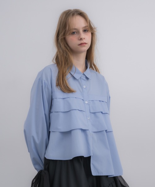 PETITROW asymmetry shirt アシンメトリーシャツ HeRIN.CYE - フリル アシンメトリー シャツ - Frill asymmetry shirt