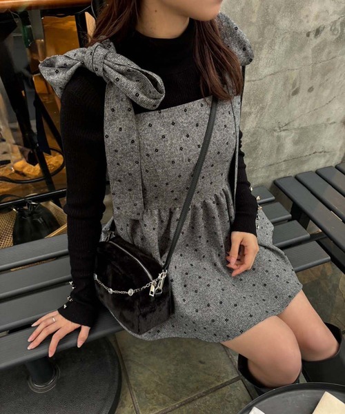 one after another NICE CLAUP（ワンアフターアナザーナイスクラップ）の「アソートビスチェ/セットアップのショートパンツあり（キャミソール・レディース・ブラック/グレー系その他/オフホワイト・FREE）」の3枚目の写真