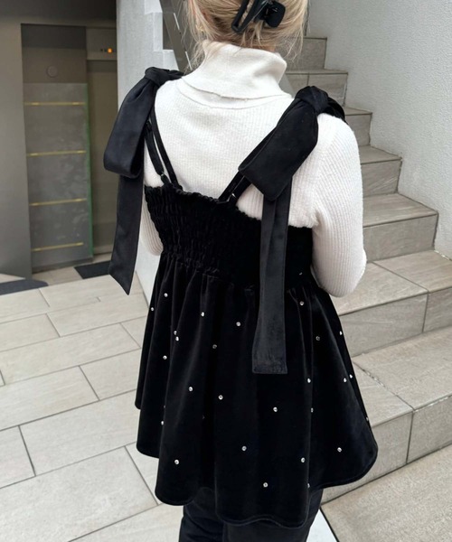 one after another NICE CLAUP（ワンアフターアナザーナイスクラップ）の「アソートビスチェ/セットアップのショートパンツあり（キャミソール・レディース・ブラック/グレー系その他/オフホワイト・FREE）」の7枚目の写真